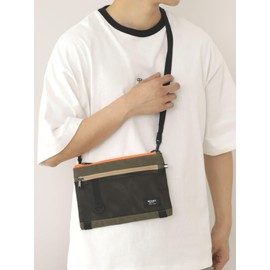 Beams Heart OLIVE Canvas Bag, Mesh Combination Sacoche, Men's, green