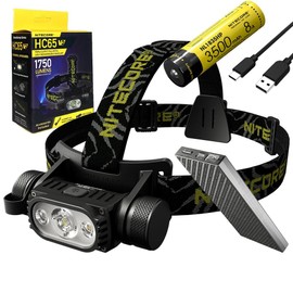 Nitecore HC65 V2 Rechargeable Headlamp -1750 Lumens w/ NL1835HP Battery, NB10000 10,000mAh PowerCharger and Eco- Sensa USB-C Cable Included
