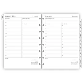 newestor 2026 Daily Planner Refills for 8-Discbound Planners - Daily Schedule & To Do List, Monthly Tabs, 8-Disc Punches, Junior Size