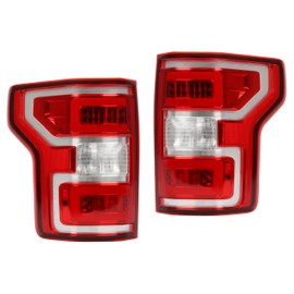 HECASA LED Tail Light Compatible with 2018-2020 Ford F-150 F150 Pickup (XL/XLT) LED Tube Bar Rear Brake Lamps Taillights (Red Lens+Chrome Housing)