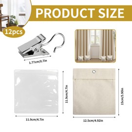 HUSOUE 12PCS Outdoor Curtain Weights, Portable Gazebo Curtains Weight Bag with Clips & Sealed Bags for Pergola Curtains Garden Tents Tablecloths