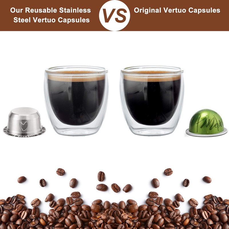 Grasseed Refillable Vertuo Capsule, Reusable Stainless Steel Vertuo Pod Kit