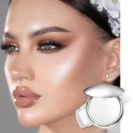 Maquillaje de resaltado facial con brillo perla y hielo blanco, polvo de contorno que deja un brillo ligero y saludable, maquillaje de resaltado facia