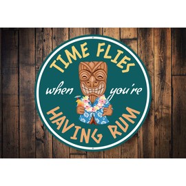 Time Flies When You're Having Rum Bar Sign - 12" circle