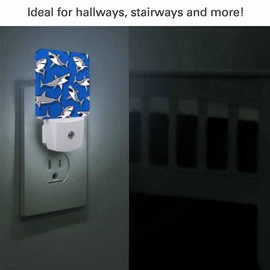 Chrobak LED Night Light,Grey Shark Elements Pattern LED Night Light Plug into Wall with Dusk to Dawn Light Sensor White Energy Efficient Nightlight for Bedroom Bathroom Hallway Living Room Kitchen