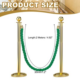 MECCANIXITY Twisted Stanchion Rope 6.6 Ft/2 M, Barrier Rope Twisted Post Ropes with Snap Hooks for Posts Stands Queue Divider Crowd Control, Green Golden
