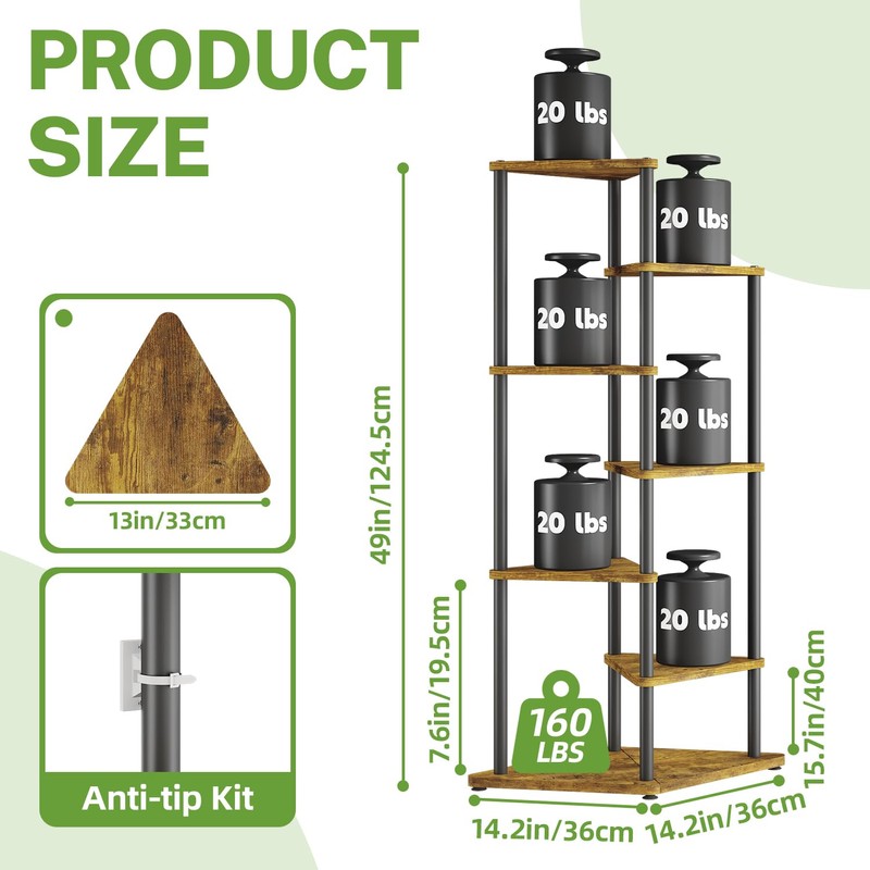 iDavosic.ly 6 Tier Wooden Plant Stand Indoor, 49 Inch Tall,