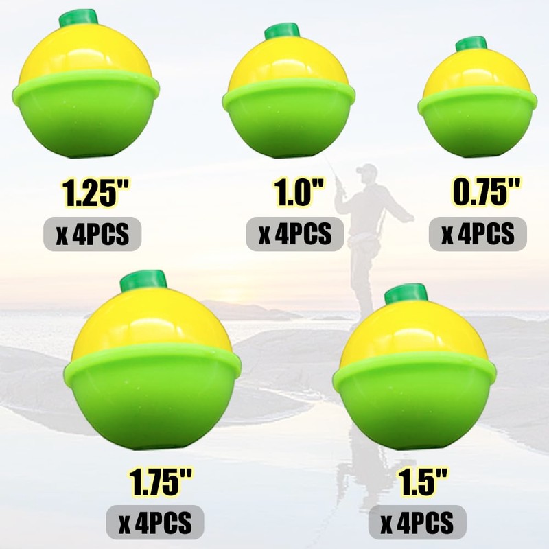 PmLwakiR 20 Pcs Fishing Snap On Floats Bobbers 5 Size