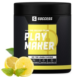 Playmaker Workout Booster Especially for Footballers Sports Drink with Carbohydrates + Electrolytes + Minerals + Amino Acids + Caffeine | 20 Servings | Ice Tea Lemon