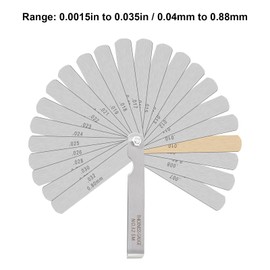 ZLKSKER Steel Feeler Gauge with 32 Blades, 0.0015" to 0.035", Thick Feeler Gauge, Gap Measuring Tool, Metric and Imperial Measurements, Ideal for Checking Valves and Construction Engines