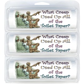 Premium Travel-Size Mini Toilet Paper Rolls | Convenient Plastic Dispenser | TP Shortage Humor (3-Pack) (039 Toilet Paper Creep Mummy)