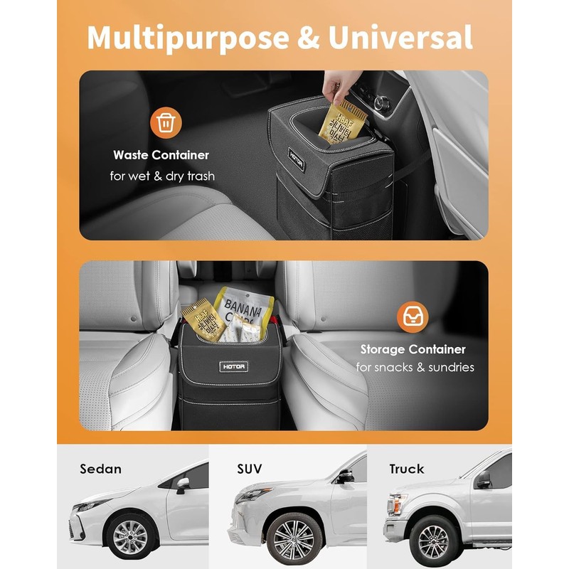 HOTOR Car Trash Can - 3.5 Gallon Ultra Large Car