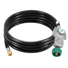 GasSaf 10FT 2 Stage Propane Regulator Hose Gas Propane Regulator and Hose Suitable for Dual Fuel Generator, RV Appliance, Gas Stove and More, 3/8 Female Flare Nut