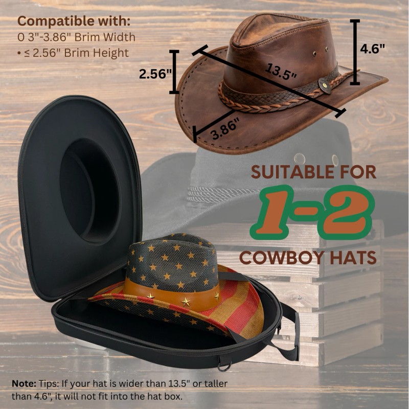 JMILYJW Cowboy Hat Box for Travel Crush Proof Western Hat