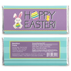 Big Dot of Happiness Hippity Hoppity - Candy Bar Wrapper Easter Bunny Party Favors - Set of 24