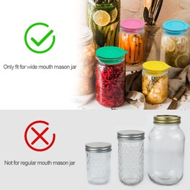 Sophico Silicone Fermenting Lids, Waterless Airlock Fermentation Tops Mason Jar Lid Fermenter Caps for Pickles, Kimchi, and Fermented Probiotic Food - 4 Pack, Wide Mouth (Jars Not Included)