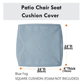 youngseahome Patio Seat Cushion Covers,Washable Slip Covers Replacement,Waterproof Outdoor Furniture Chair Cushion Pillow Seat Cover for Couch,Garden,Sofa,Blue Fog,24"×24"×4"(4 Covers Only)