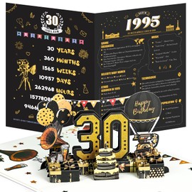 Joyoldelf 30th Birthday Card, 1995 Vintage Birthday Card, 3D Pop Up Greeting Cards with Envelope, Vintage Birthday Gifts for Men and Women