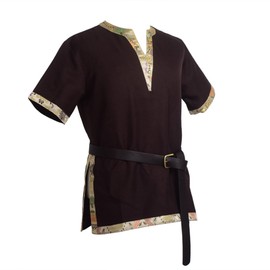 BLESSUME Medieval Viking Tunic with Belt LARP Aristocrat Chevalier Cosplay Costume