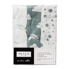 Meyco 452003 Burp Cloths 70 x 70 cm, Turquoise/Grey/Jade/White
