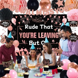 Farewell Party Decorations Women, Rude That You're Leaving But OK Rose Gold, We Will Miss You Banner Party Decorations Coworker Going Away RetIrement Party Farewell Goodbye Job Change Party Decor Set