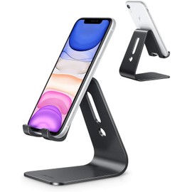 OMOTON Desktop Aluminum Cell Phone Tablet Stand Holder (Updated Version), Black
