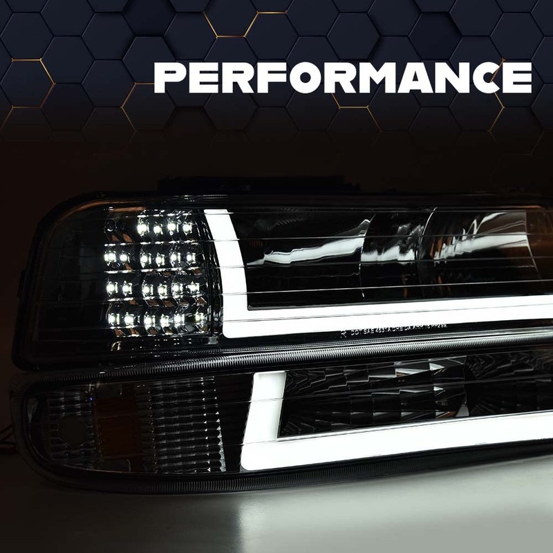 PIT66 LED Headlight Assembly Compatible with 1999-2002 Chevy Silverado 1500