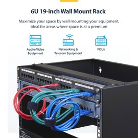 StarTech.com 6U Wall Mount Network Rack - 14 Inch Deep (Low Profile) - 19" Patch Panel Bracket for Shallow Server and IT Equipment, Network Switches - 44lbs/20kg Weight Capacity, Black (WALLMOUNT6)