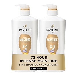 Pantene Champú y acondicionador 2 en 1, renovación diaria de la humedad, nutrientes Pro-V para cabello seco, tratado con color, lacio a rizado, hidrat