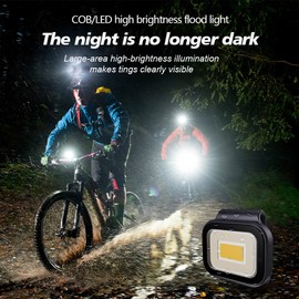 Magnetic Camping Light Rechargeable 500 Lumen COB Light Hands Free Running Lights for Runners Small Flashlights Powerful Hangable Working Walking Hiking Flashlight