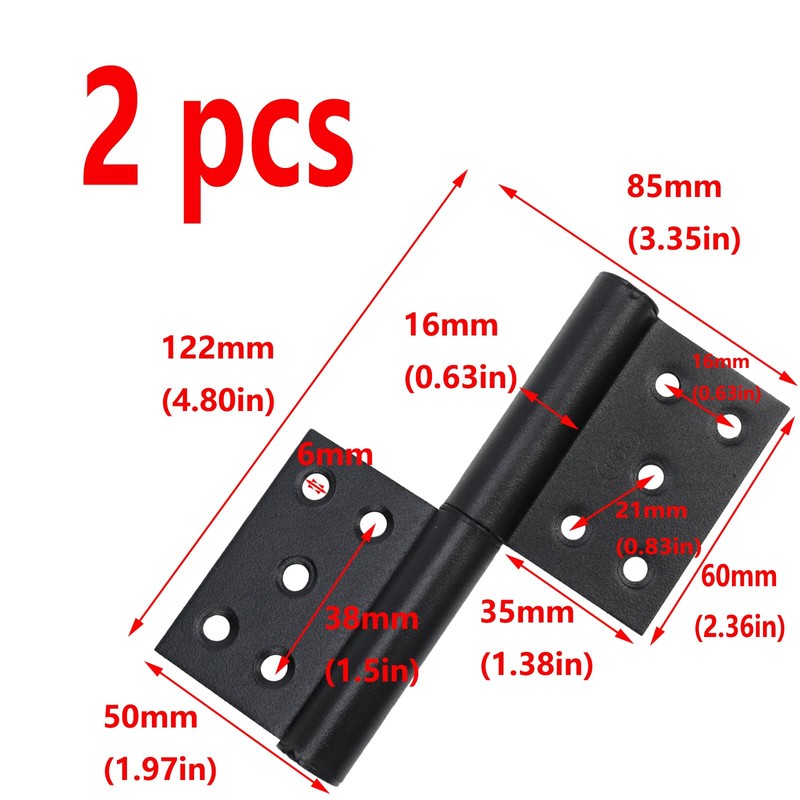 Antrader 5 Inch Lift Off Hinge Flag Hinges,Black Offset Door