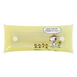 Snoopy 0234 Women's Pencil Case, Pencil Case, Accessory Case, Glasses Case, Clear Multi Case, L Size, Slim, yellow (SPZ-3114)
