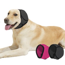 SEIS Calming Dog Ears Cover, Swimming Waterproof Pet Ear Caps, Large Dog Shower Cap for Ear Protection for Bath for Grooming (Gray, M (Head Circumference 14"-19"))