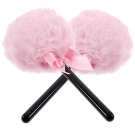 DOITOOL Powder Puff with Handle ： 2PCS Lollipop Shape Body Large Powder Puff, Soft Velour Face Makeup Applicator for Loose Application, Pink
