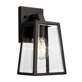 Charmelle 10-Inch Outdoor Wall Light | Black Exterior Sconce with Clear Glass | 1-Light Fixture | Uses E26 Medium Base Bulb | Wet Rated for Porch, Patio, Garage, or Entryway Lighting (10 Inch)
