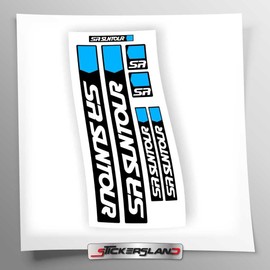 Stickersland Set of 7 Mixed Metal Plastic Stickers for SR Suntour Forks | UV Printed PVC Outdoor Contemporary