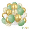 ZOOYOO 50pcs Balloons 12 Inch Sage Green Gold White Confetti