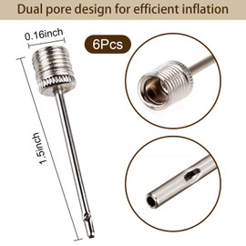 HDGSAFD 6 Pieces Air Pump Needles, Stainless Steel Needles for Inflatable Balls, Ball Air Pump Needles, Ball Plug Replacement Parts, Air Needle Plugs for Fitness Balls, Valves for Ball Air Pumps