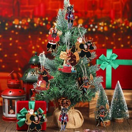 36 Pcs Christmas Wooden Hanging Ornaments Christmas Krampus Folklore Decoration Xmas Scary Wood Cutouts Horror Christmas Tree Hanging Signs Xmas Tree Decor with Rope for Christmas Party Home Decor