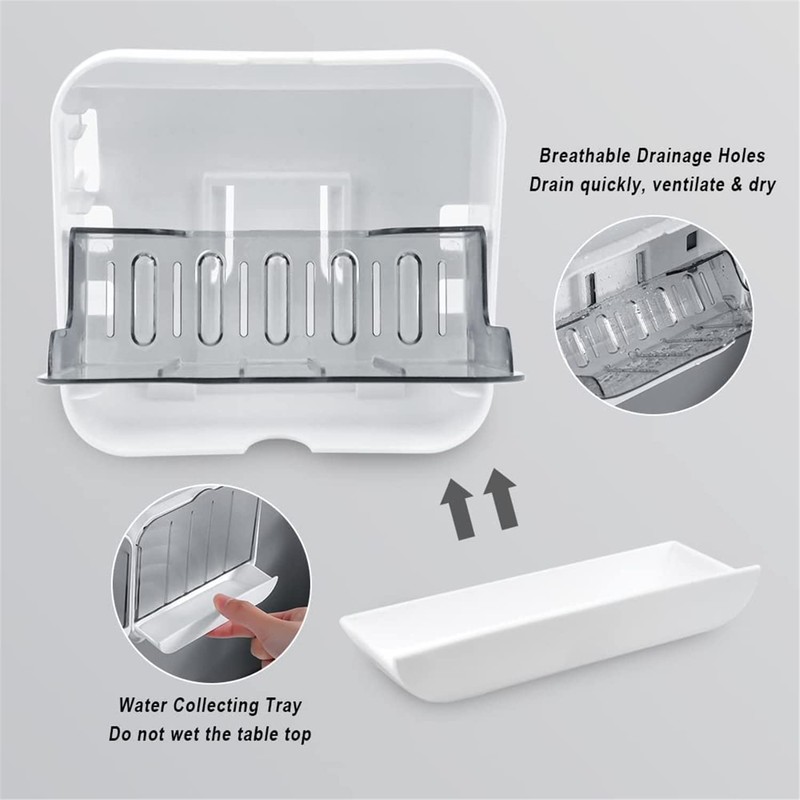 PENGQIMM 2 Pcs Soap Dish,Soap Box Holder,Soap Holder,Bar Soap Holder