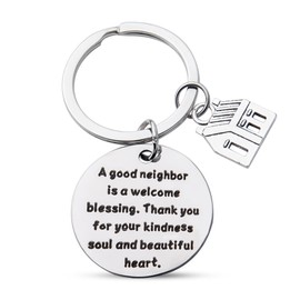 yaozeio Neighbor Keychain Gifts for Women Men Neighbor Birthday Christmas Gifts for Neighbors Moving Away Gifts for neighbors Thank You Keychain Gift for Neighbor Felmale Male