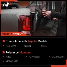 A-Premium - Textured Black Tailgate Handle Liftgate Latch Handle - Compatible with Toyota Tacoma 1995-2004 Pickup - Replace# TO1915102, 6909035010, 69090-35010