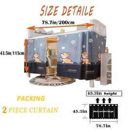 Navhao 2 Panels,Bottom Bunk Bed Curtains Cloth Bed Canopy Students Curtain Shading Nets for Single Bed