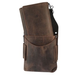 LEONARDO VERRELLI Waiter Wallet Made of Nappa Leather, Waiter Purse, Taxi, Service for Men and Women, Wallet with Holster, Pocket with Chain and Large Coin Compartment, brown, Classic