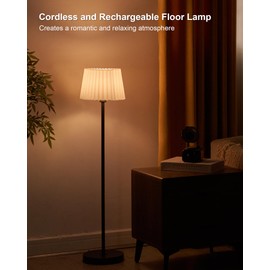 UMEXUS Cordless Rechargeable Floor Lamp for Bedroom, 57" Battery Operated Dimmable Floor Lamp, Small Corner Standing Light with Remote & Timer Portable Bedside Outdoor Patio Kids Room Ambient Lighting
