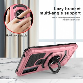 Ailiber Compatible con TCL 30XE Case, TCL 20R 5G Case with Screen Protector, TCL 20 R 5G Ring Kickstand for Magnetic Car Mount TCL 30 XE 5G-Oro rosa