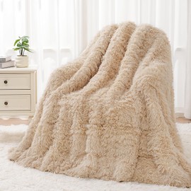 Weighted Blanket for Adult 60"x80" 15lbs Soft Long Plush Queen Khaki