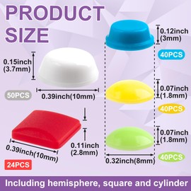 SmallCat 195pcs Bump Dots for Visually Impaired, Silicone Braille Stickers with Mixed Sizes Shapes, Self-Adhesive Raised Tactile Dots for Elderly Blind Low Vision- Yellow & Green & Red & Blue & White