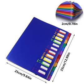 VIQWYIC Expanding File Folder A4 Letter Size, 24 Pockets Plastic Accordion Document Organiser Colourful File Folder for School Office Supplies (Pink)