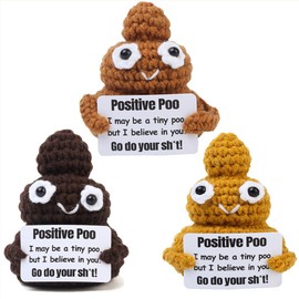 Avgiedy Positive Poop- Funny Gag Gifts for Brother, Dad, Best Friends, Coworkers, Teen Boy, Cute Crochet Poo Home Office Decor Stocking Stuffers-3 Pack